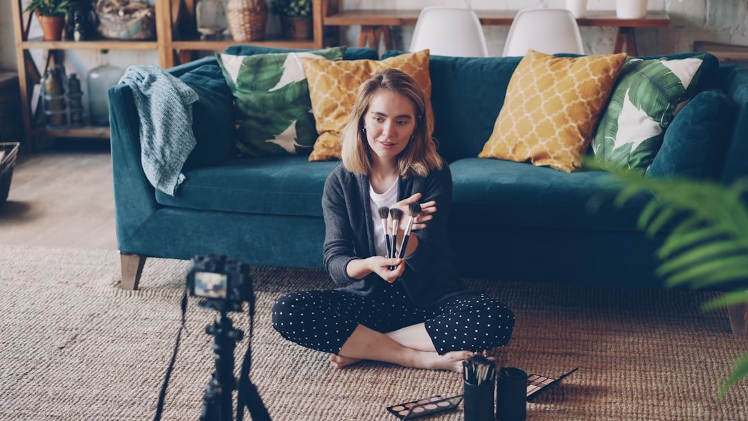 Digital content creator filming video for online media